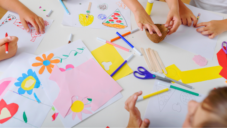 Art supplies DIY play corner